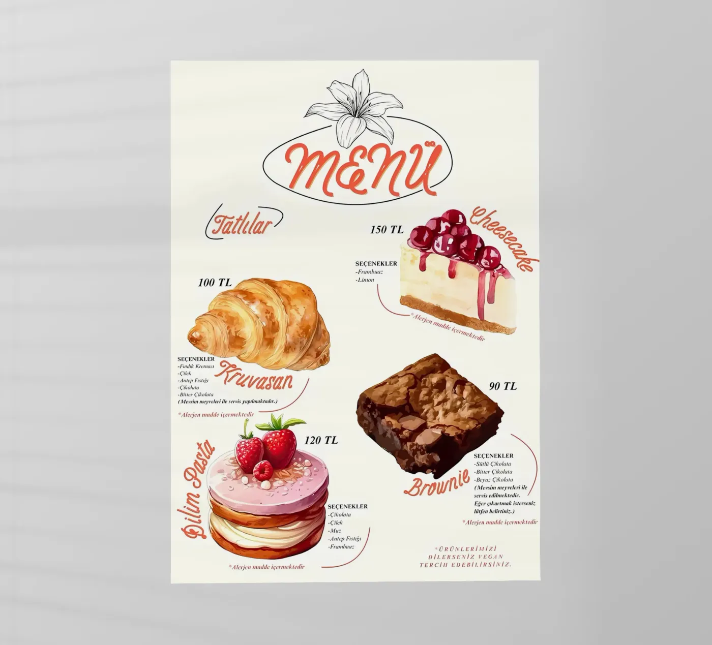 cake menu pellicola backlit da mitaco