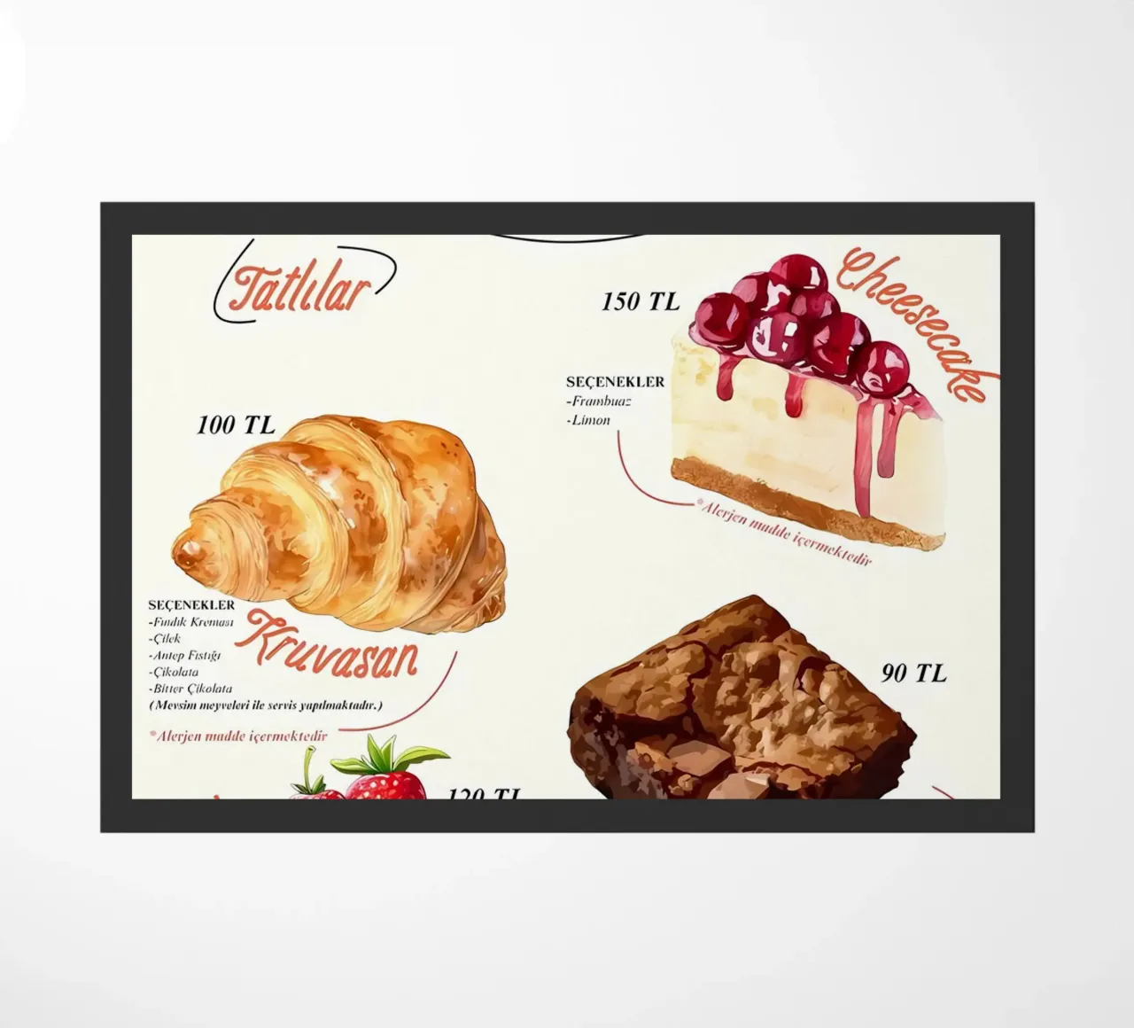 cake menu doormat by mitaco