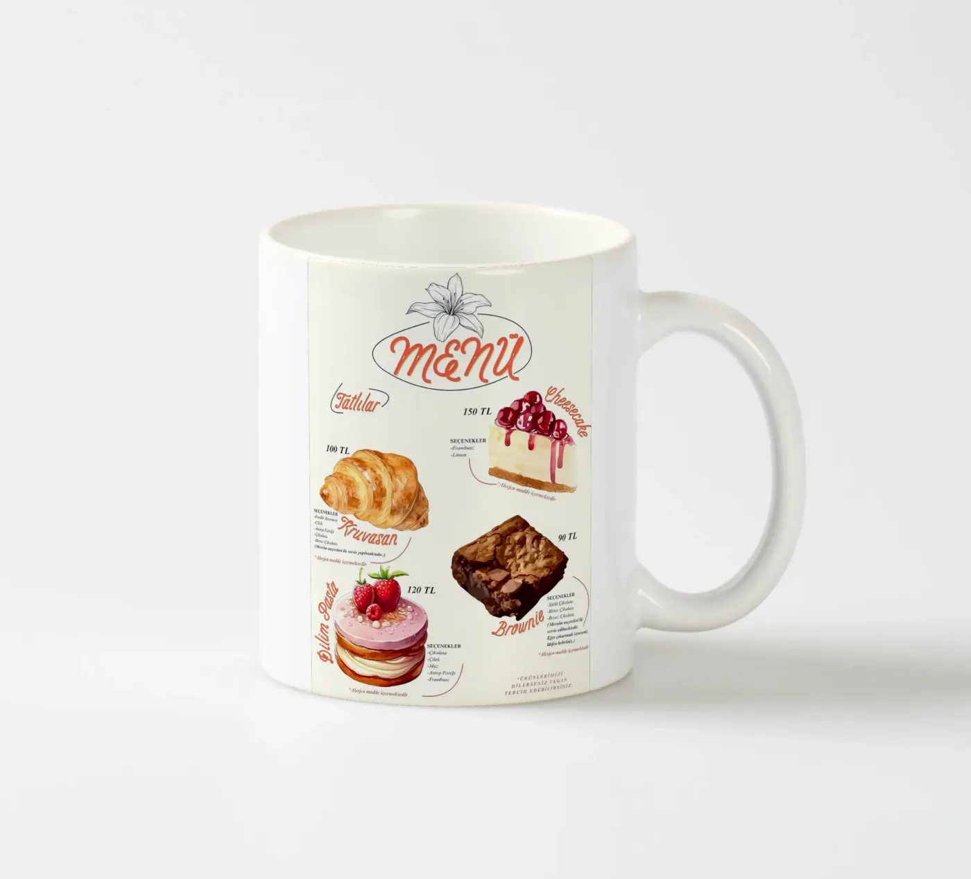 cake menu ceramic mug by mitaco