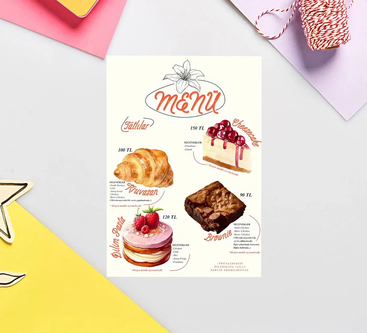 cake menu sticker van mitaco