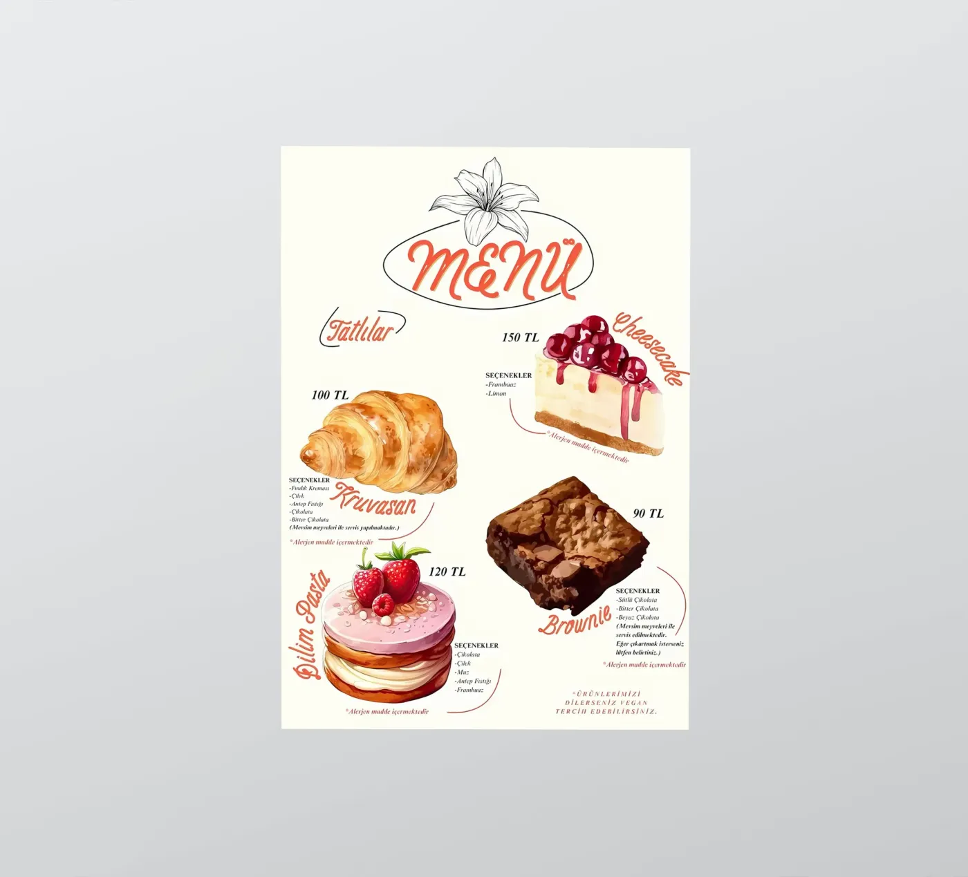 cake menu sticker van mitaco