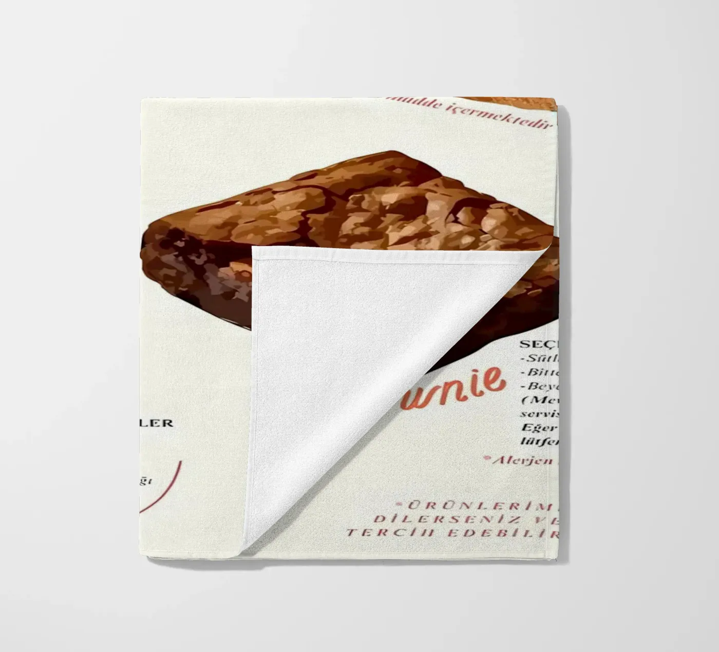 cake menu beach towel by mitaco