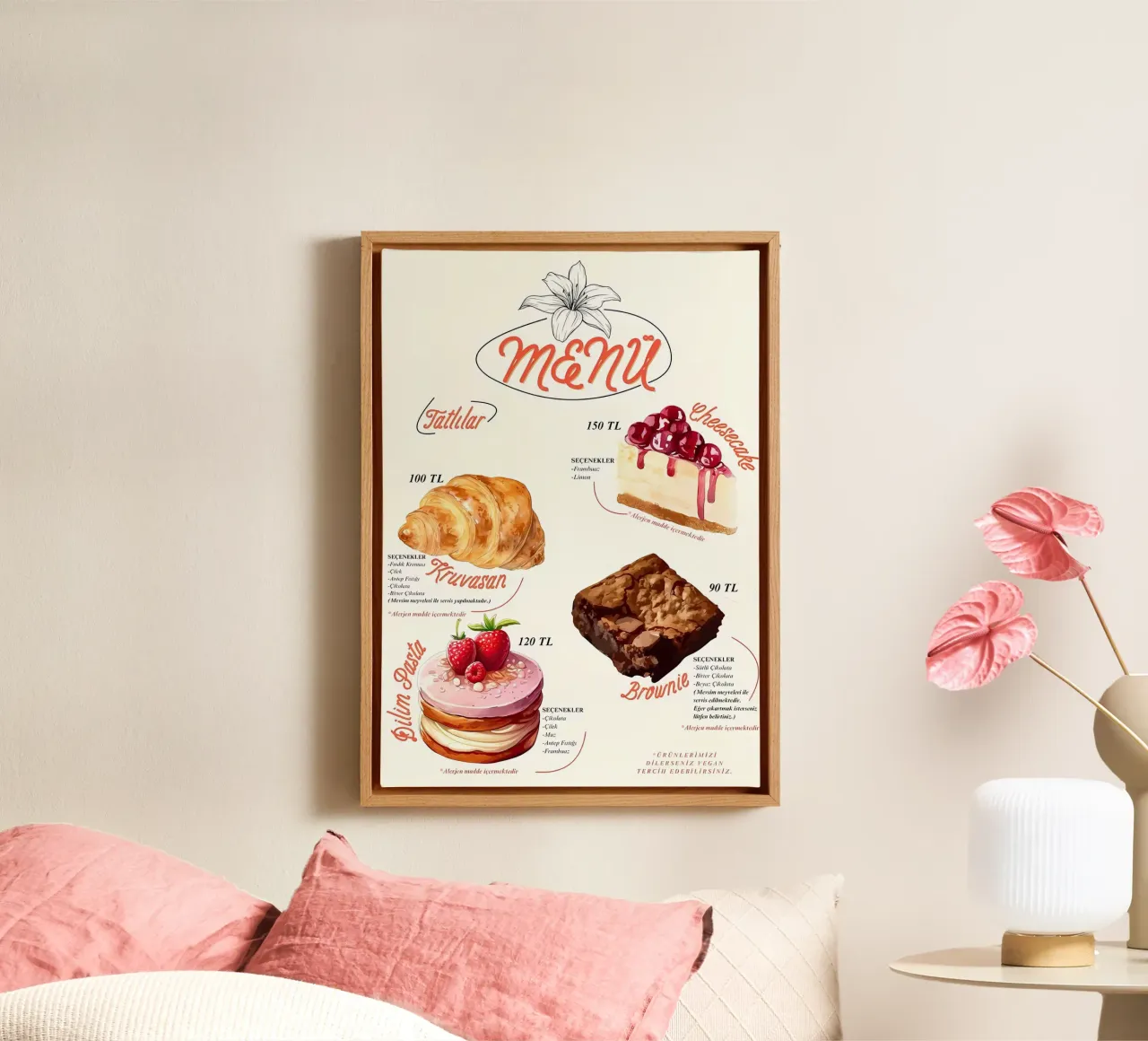menu torta tela con Cornice a cassetta da mitaco