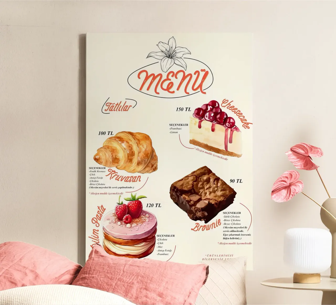 menu torta tela con Cornice a cassetta da mitaco