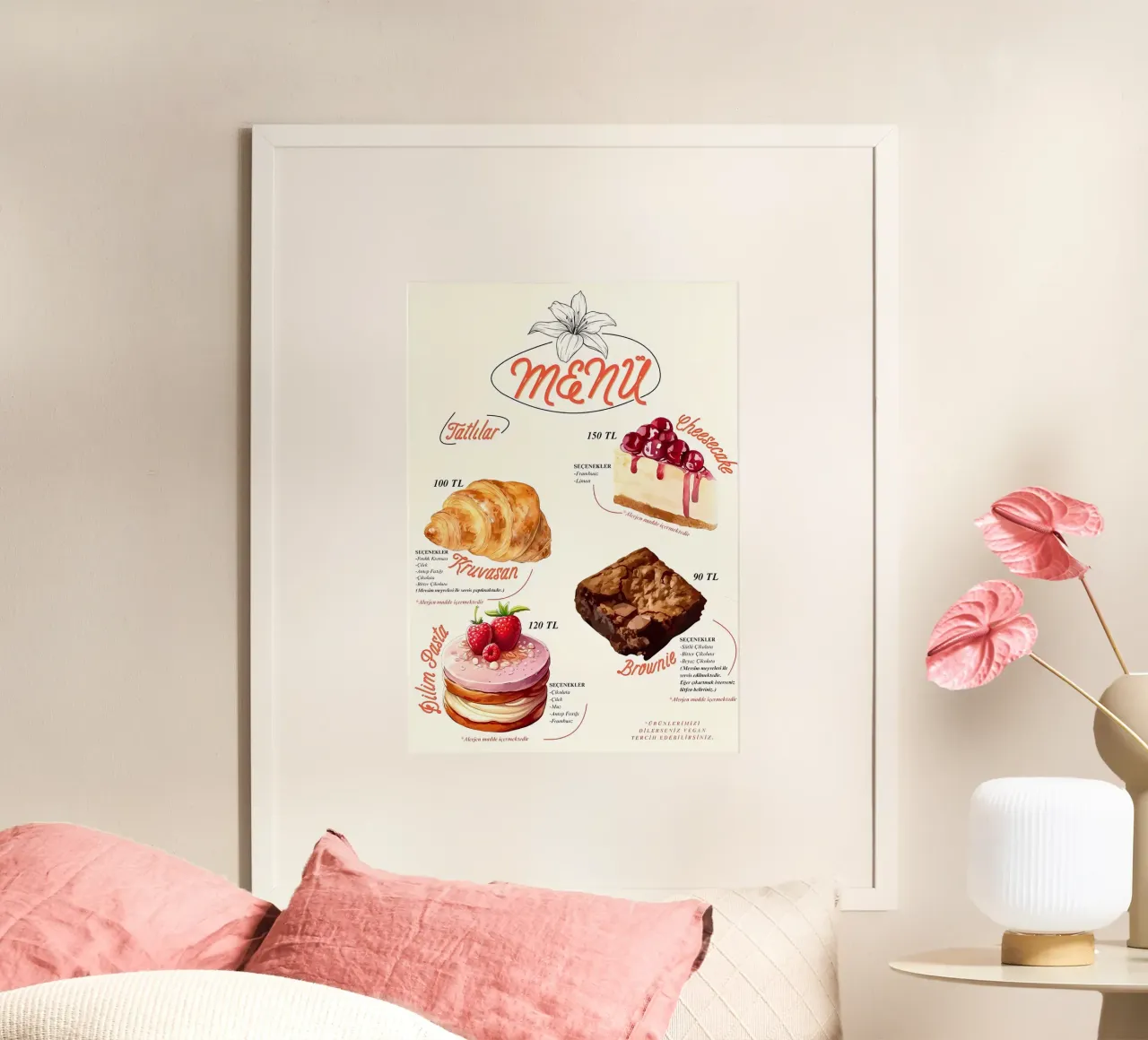 menu torta poster con telaio in legno da mitaco
