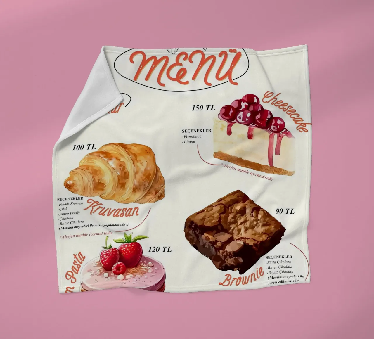 menu torta coperta in pile da mitaco