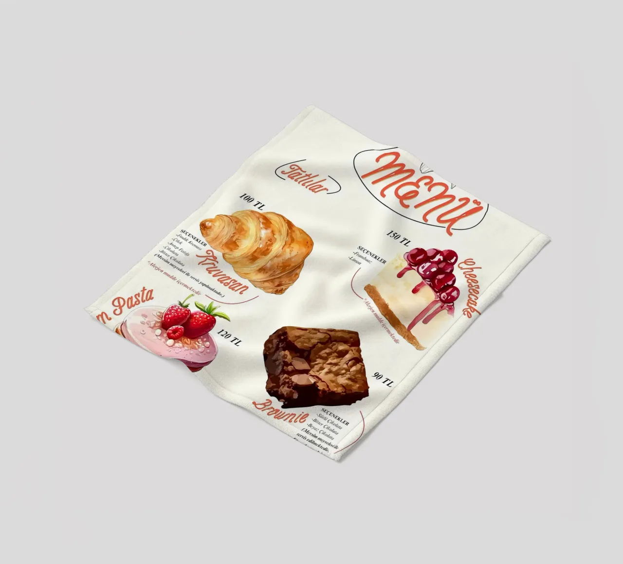 menu torta coperta in pile da mitaco