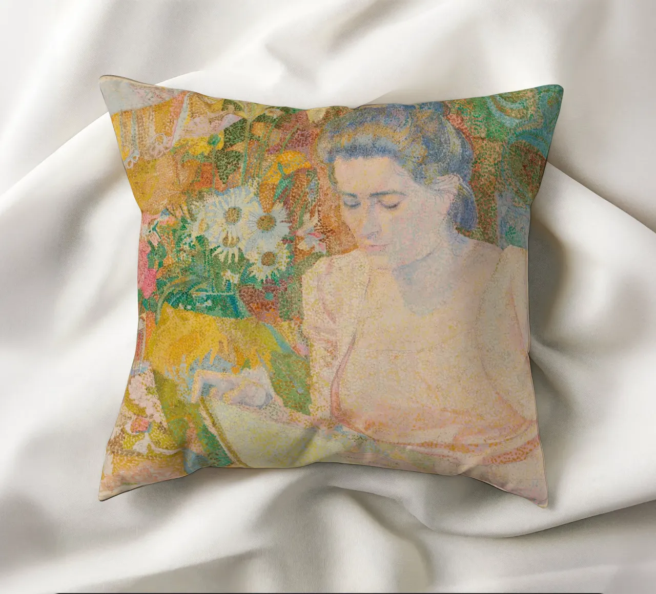 Donna che legge in un interno vivace - Jan Toorop cuscino da Studio Vintage
