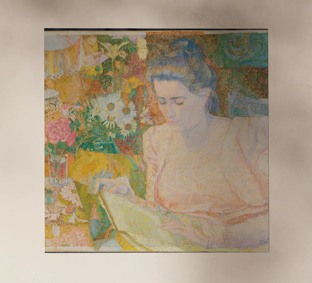 Donna che legge in un interno vivace - Jan Toorop pellicola backlit da Studio Vintage