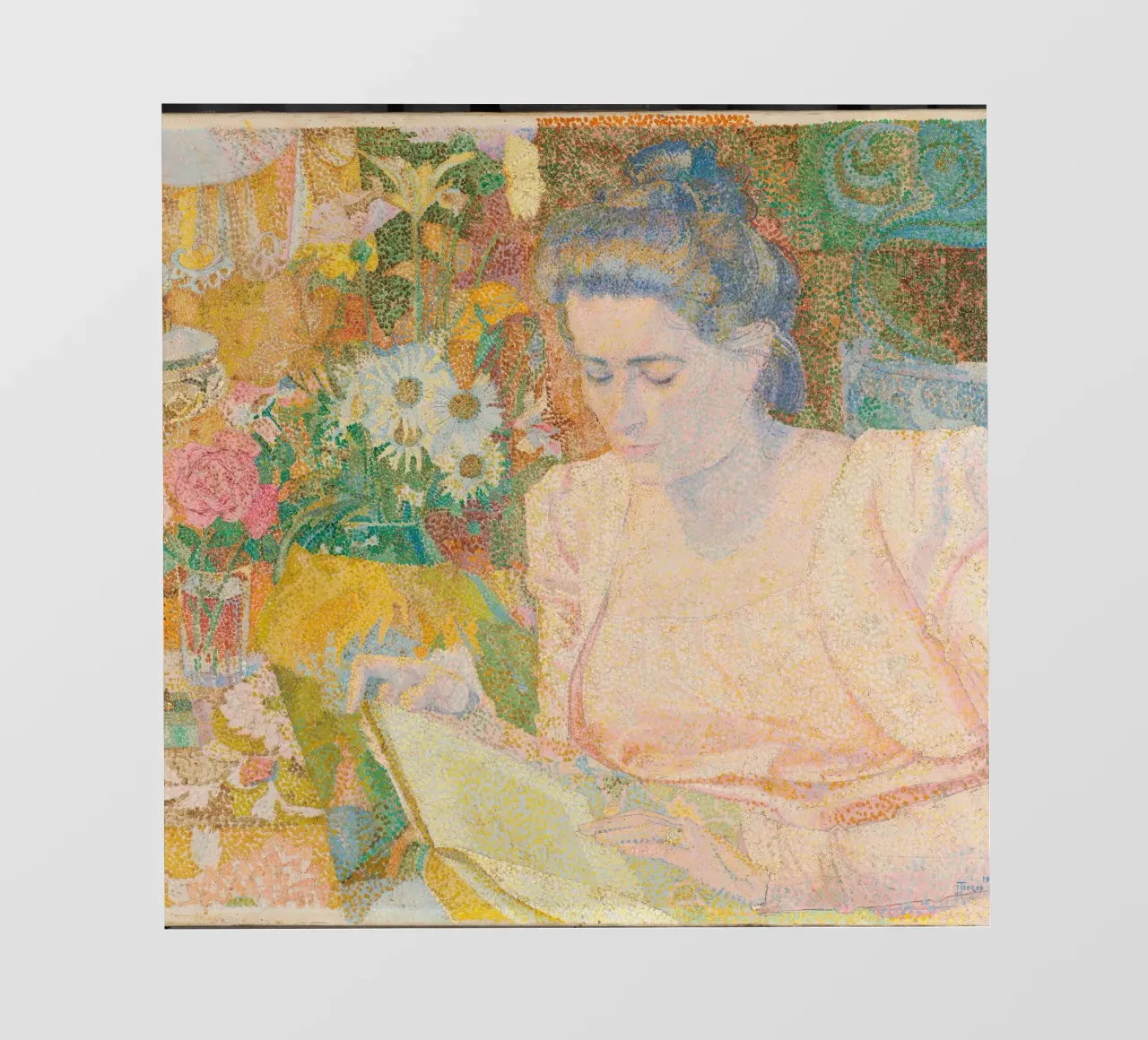 Donna che legge in un interno vivace - Jan Toorop pellicola backlit da Studio Vintage