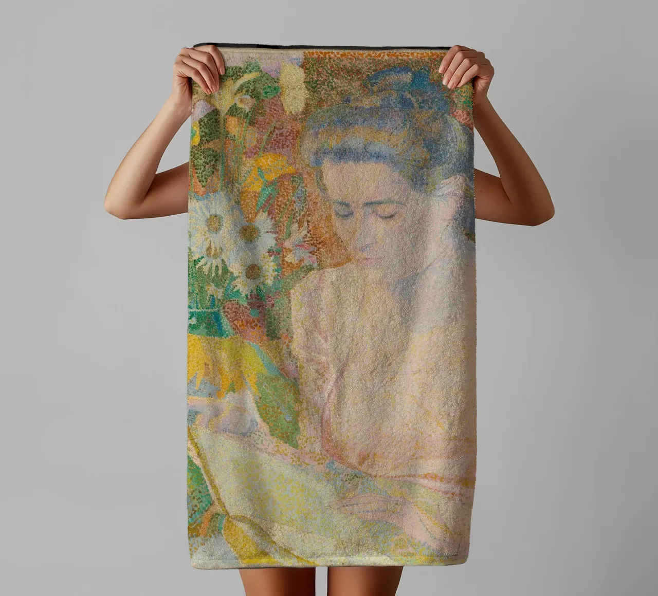 Femme lisant dans un intérieur dynamique - Jan Toorop serviette de bain de Studio Vintage