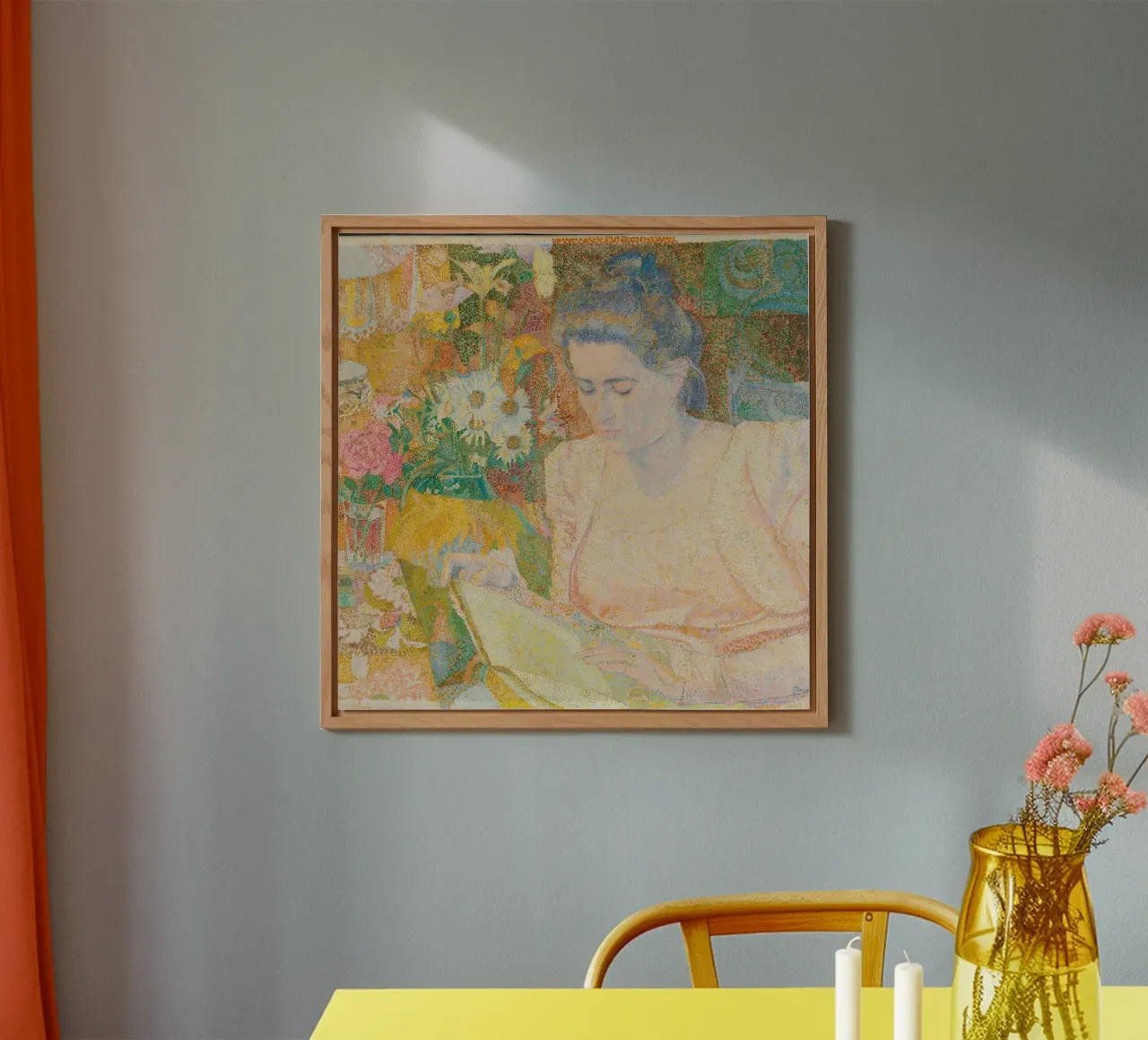 Donna che legge in un interno vivace - Jan Toorop alluminio dibond da Studio Vintage