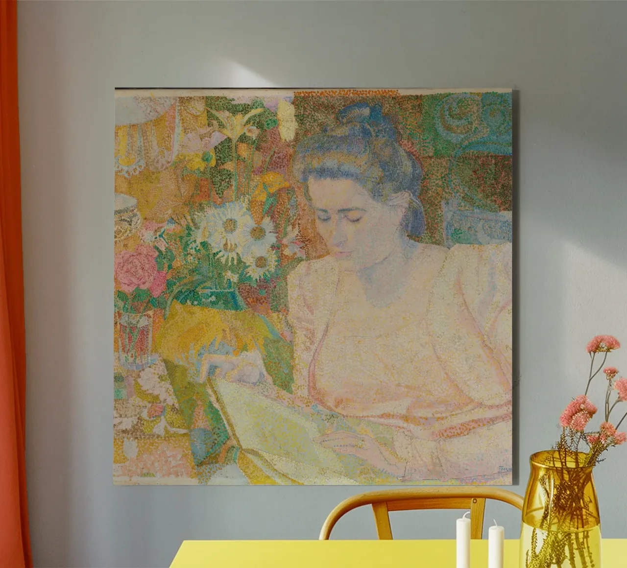 Donna che legge in un interno vivace - Jan Toorop alluminio dibond da Studio Vintage