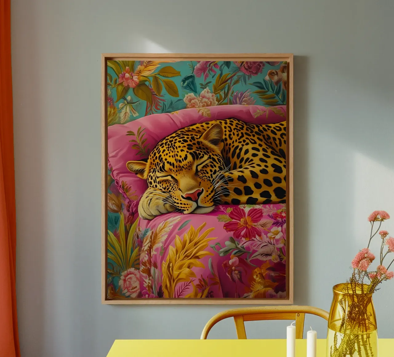 Tigre addormentata tela con Cornice a cassetta da IamHomeStudio