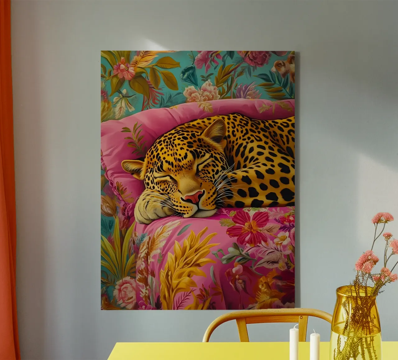 Tigre addormentata tela con Cornice a cassetta da IamHomeStudio