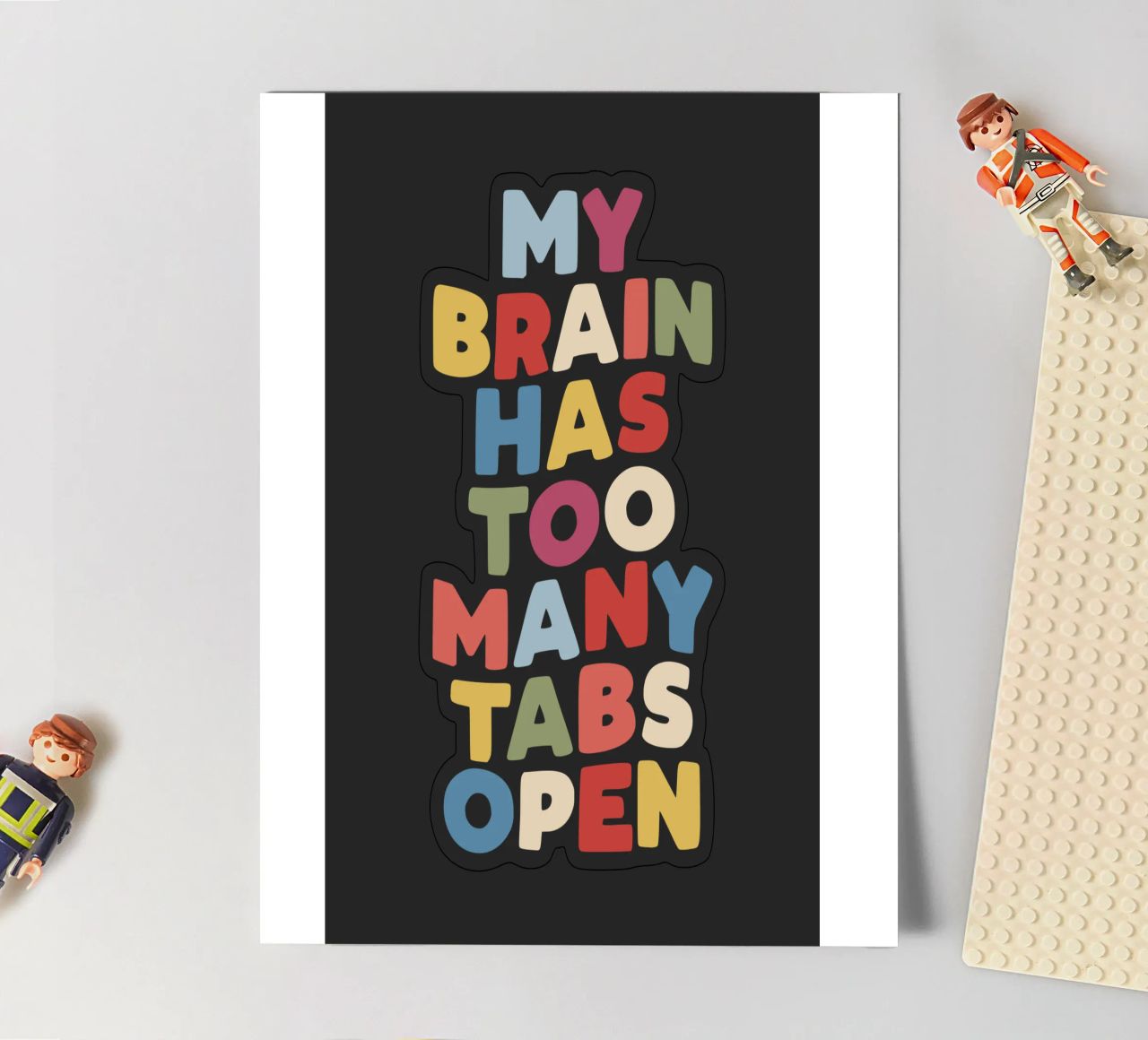 My Brain Has Too Many Tabs Open Typography Quote Print Stickerbogen von THE MOTIVATED TYPE