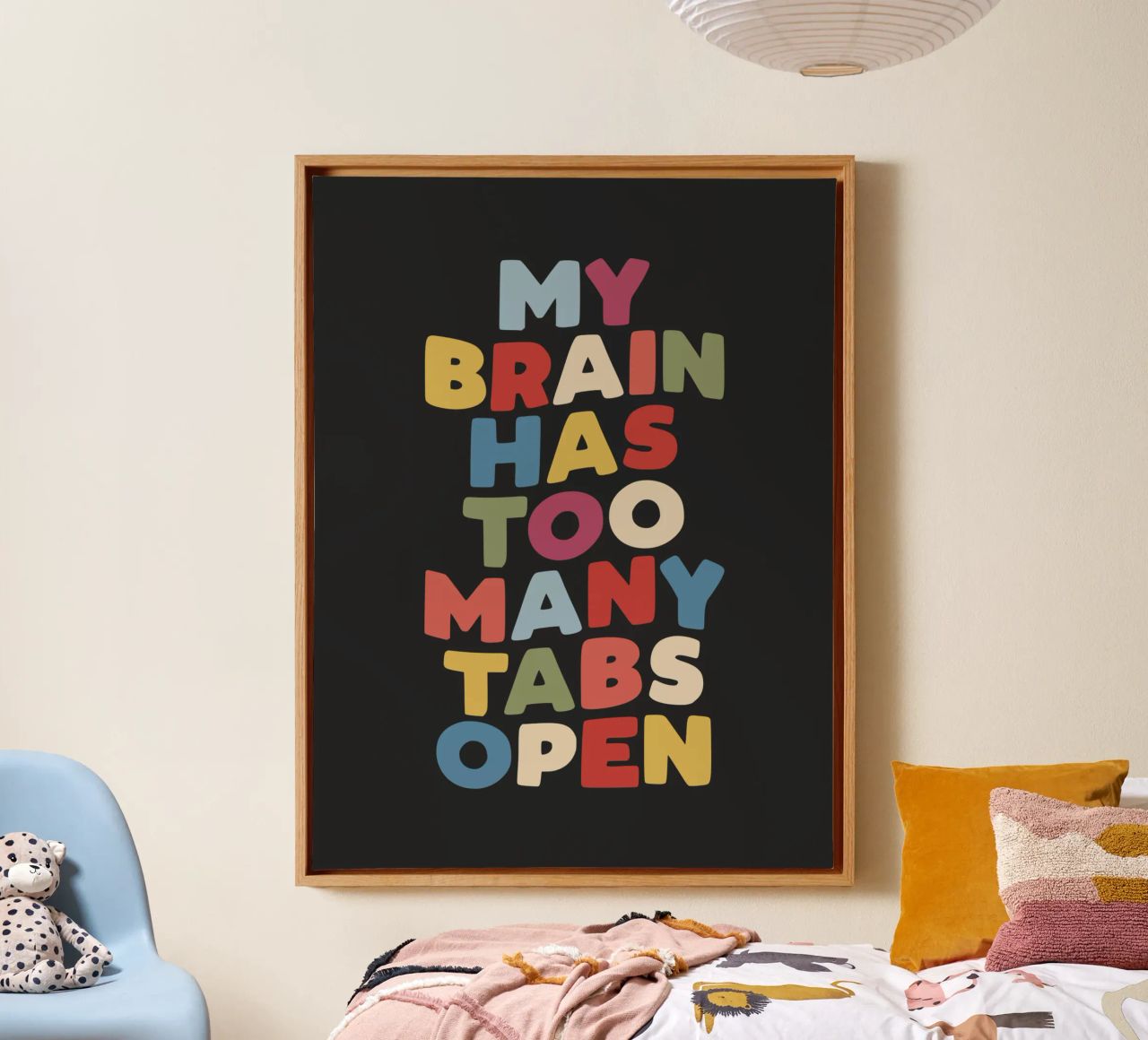 My Brain Has Too Many Tabs Open Typography Quote Print canvas by THE MOTIVATED TYPE