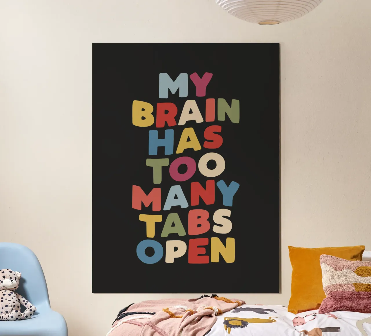 Mon cerveau a trop d'onglets ouverts Typographie Citation Print poster de THE MOTIVATED TYPE
