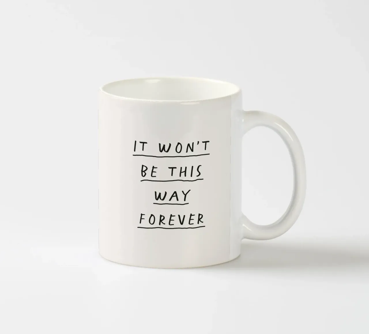It Won't Be This Way Forever Hopeful Minimalist Inspiring ceramic mug by THE MOTIVATED TYPE