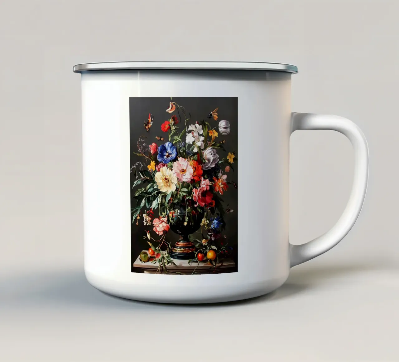 Natura morta di fiori d'epoca tazza in smalto da IamHomeStudio