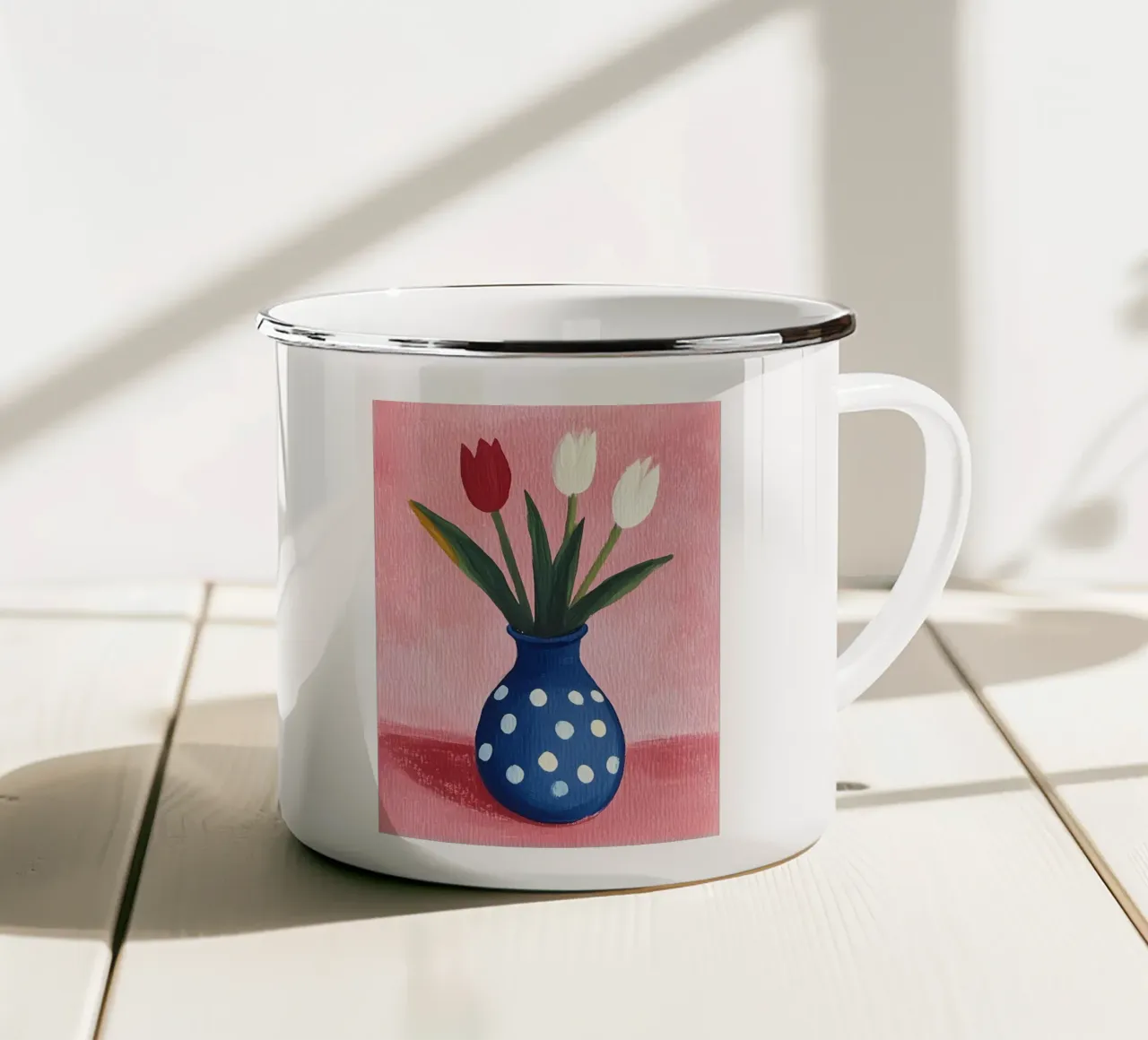 Tulipani carini in vaso tazza in smalto da IamHomeStudio