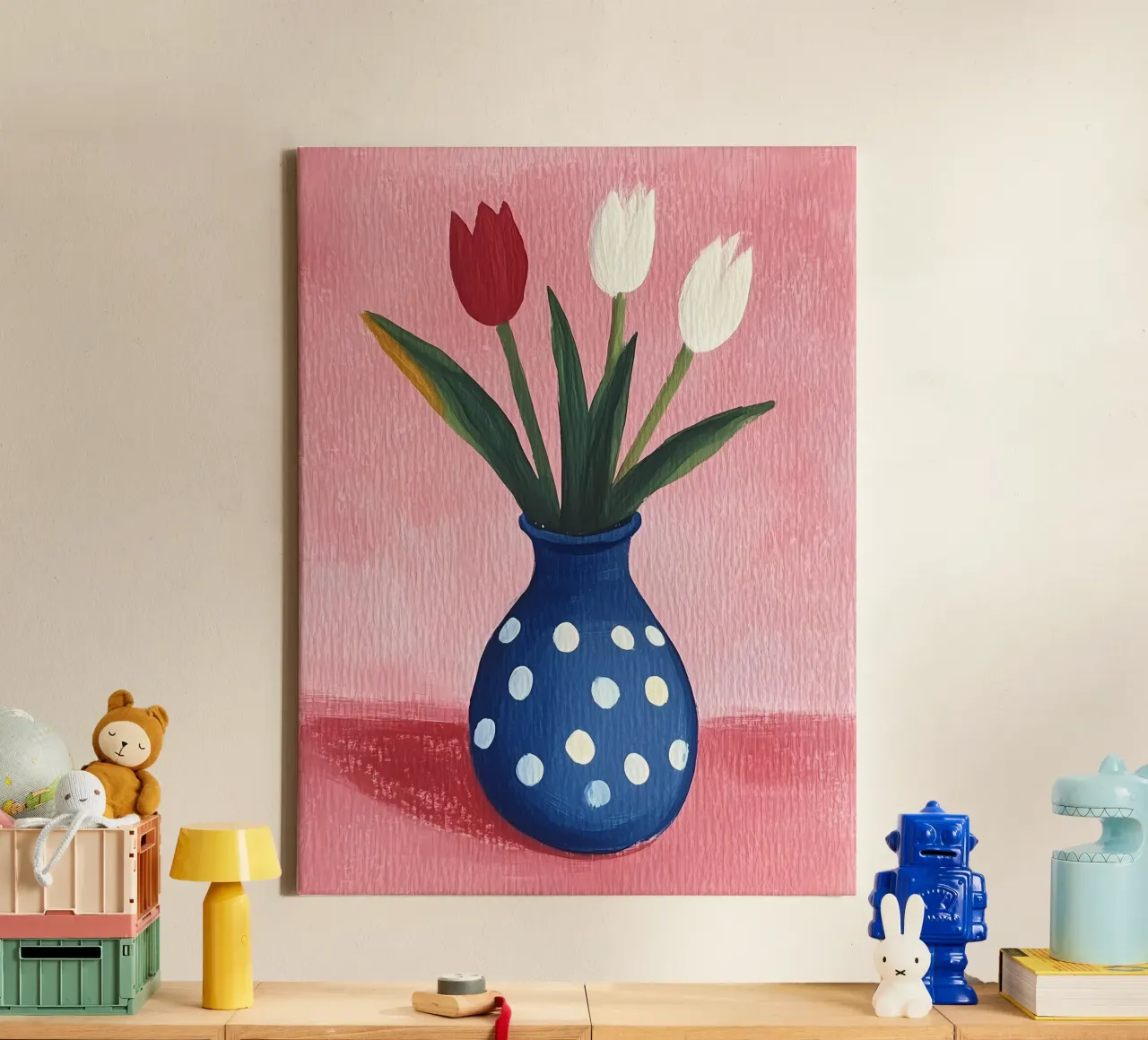 Cute Tulips in Vase canvas by IamHomeStudio