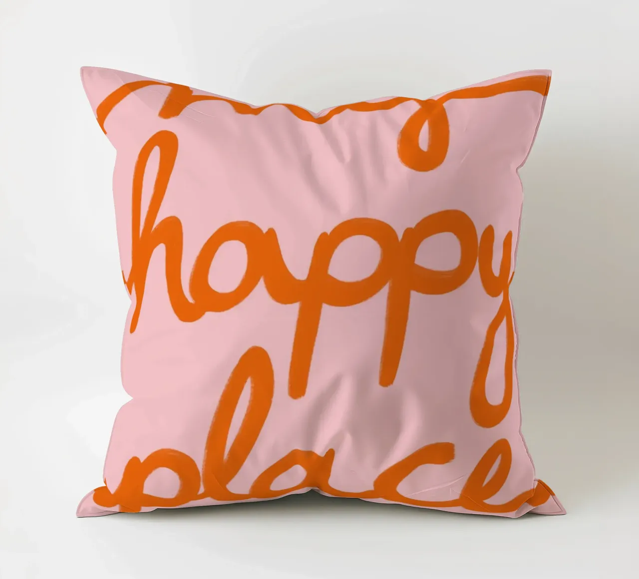 My happy place orange rosa cuscino da BAINAI