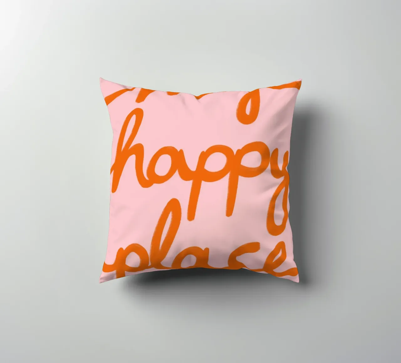 My happy place orange rosa cuscino da BAINAI