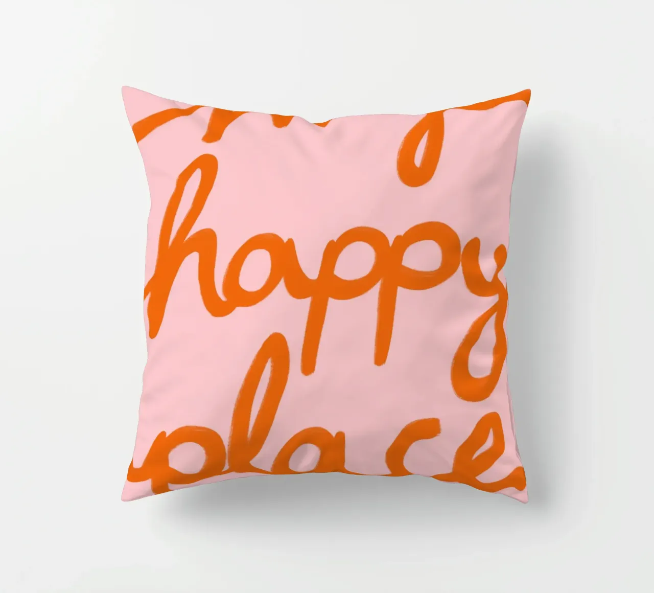My happy place orange rosa cuscino da BAINAI