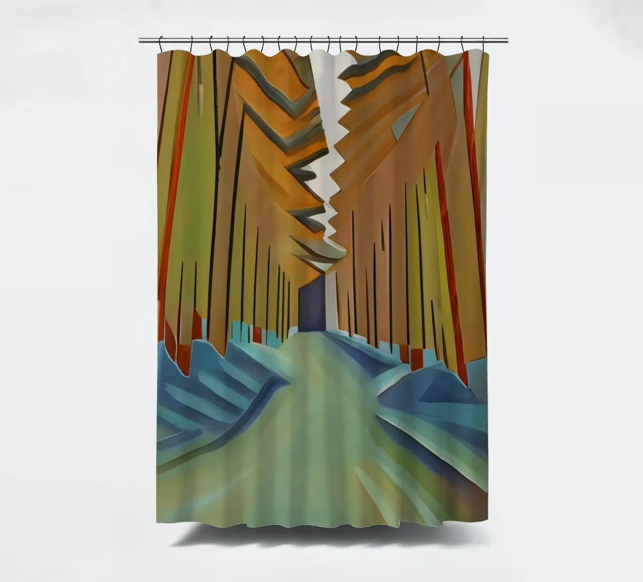 Escursione_nella_foresta_1 tenda da doccia da Abstract Art by LK