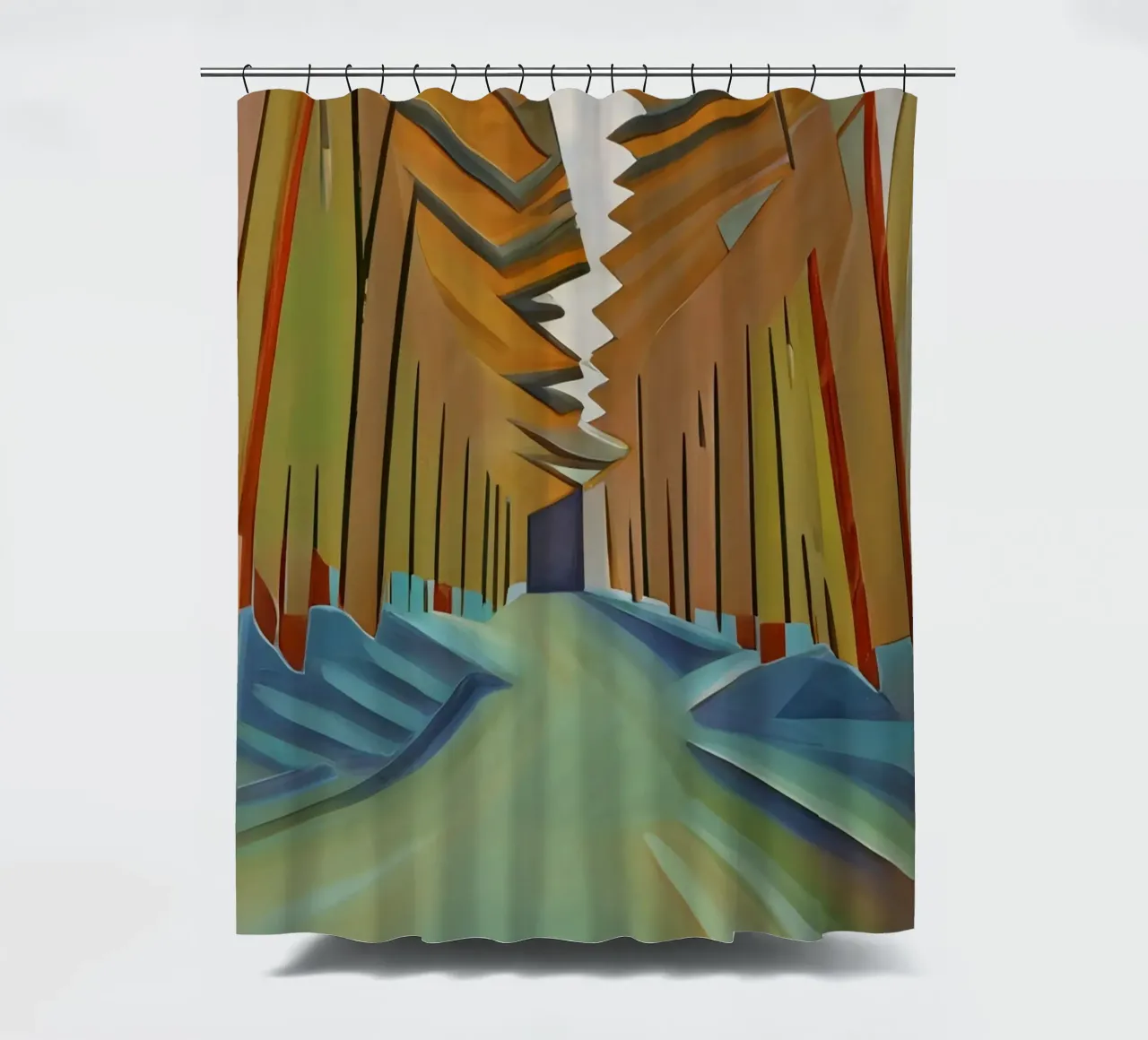 Escursione_nella_foresta_1 tenda da doccia da Abstract Art by LK