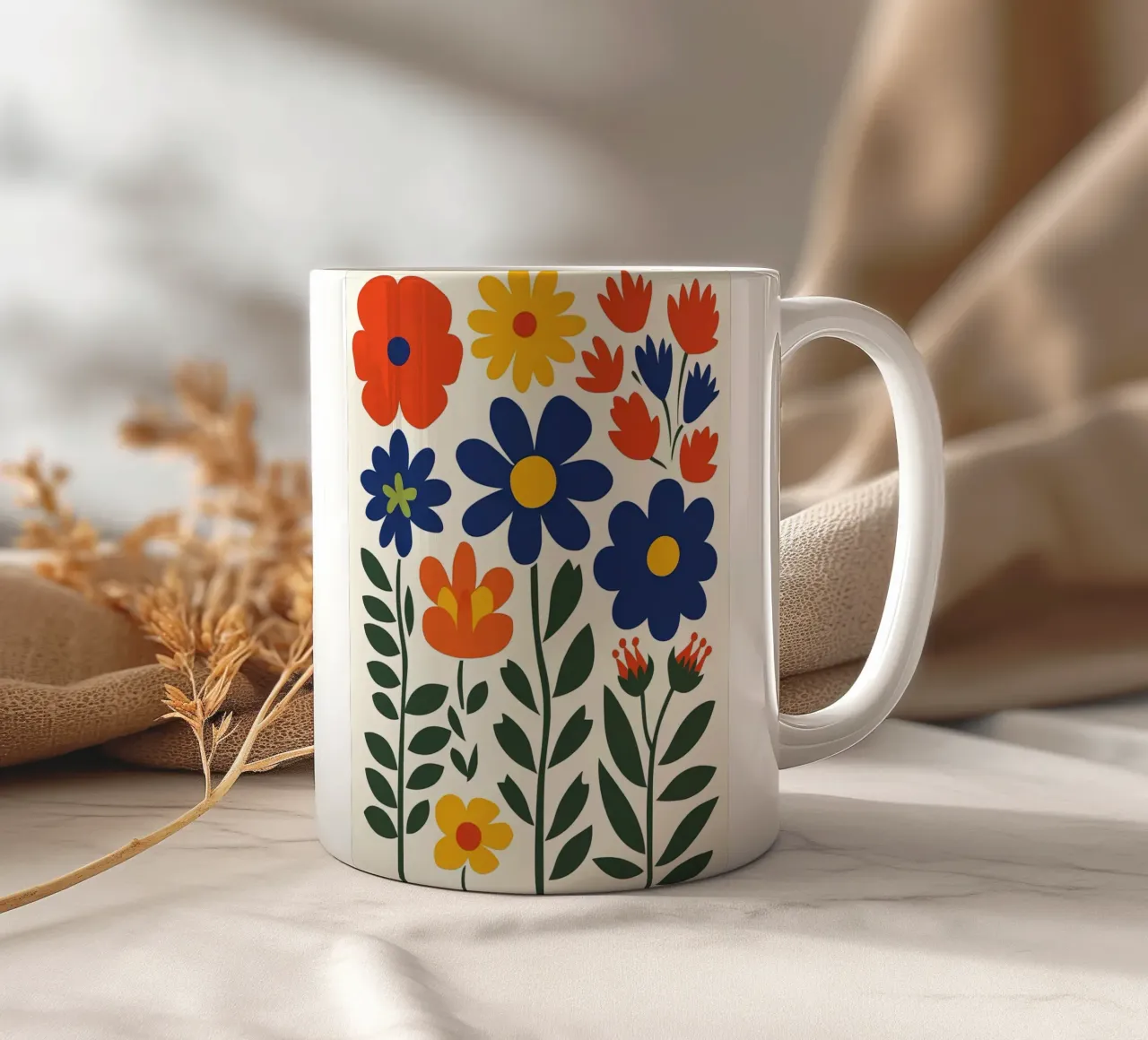 Fiori popolari colorati tazza in ceramica da IamHomeStudio