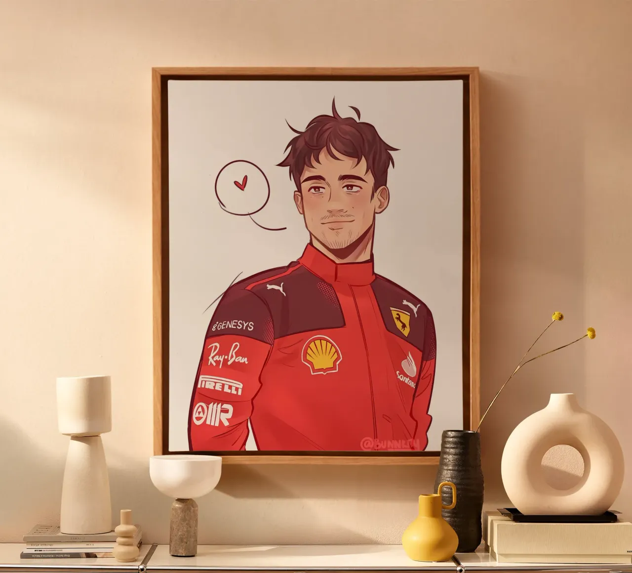 Charles Leclerc tela con Cornice a cassetta da mitaco