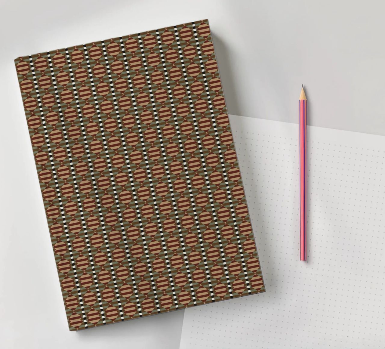Psychedelic seamless geometric pattern 2 notebook by Little Dean