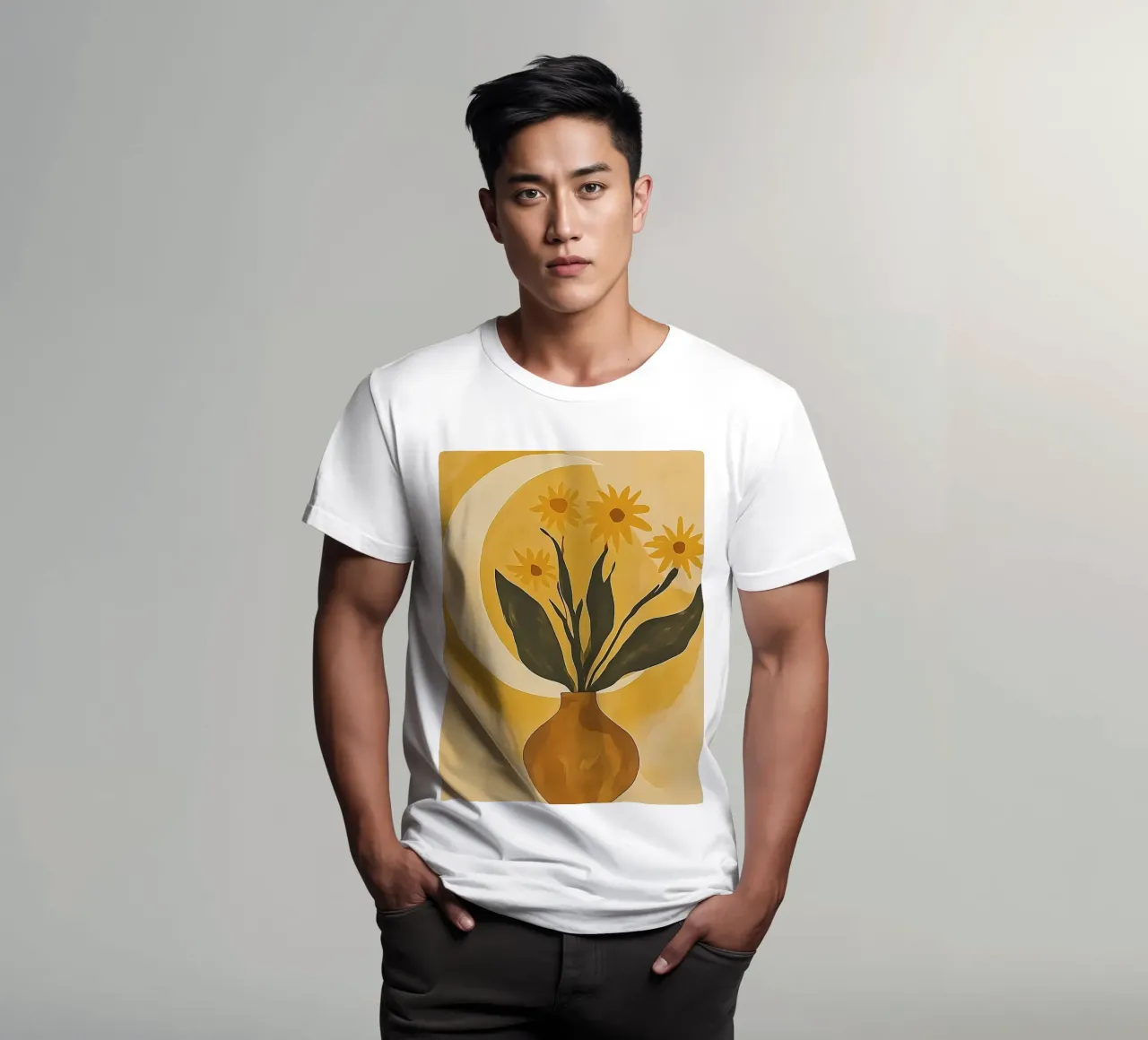 Fiori gialli in vaso t-shirt da IamHomeStudio