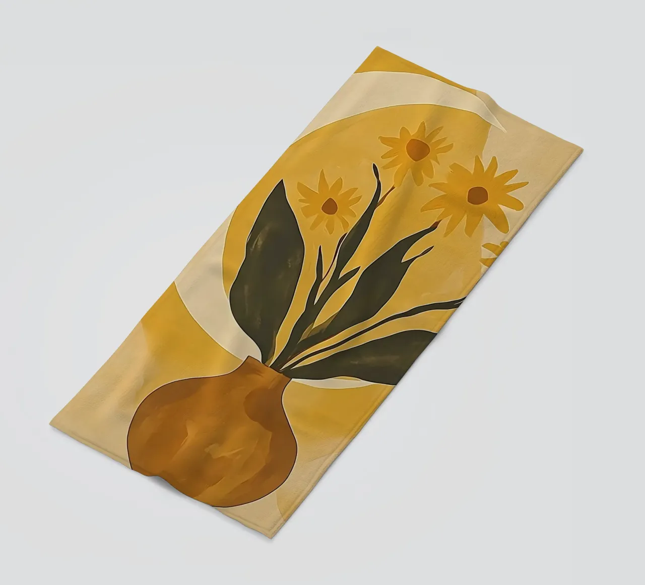 Fiori gialli in vaso telo mare da IamHomeStudio