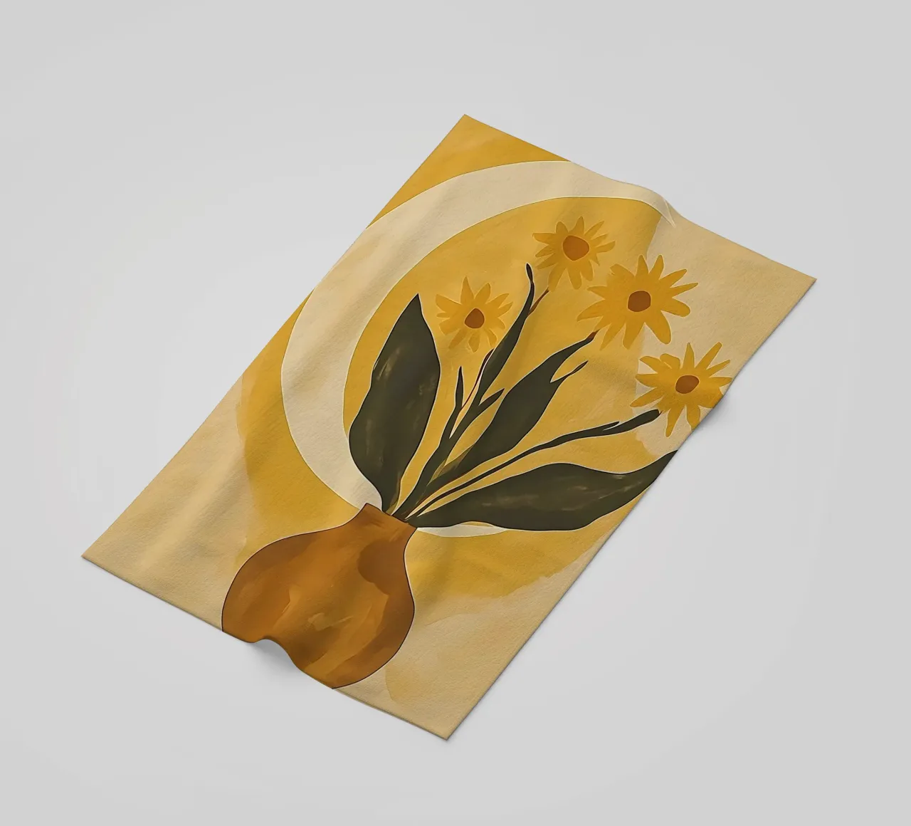 Fiori gialli in vaso telo mare da IamHomeStudio
