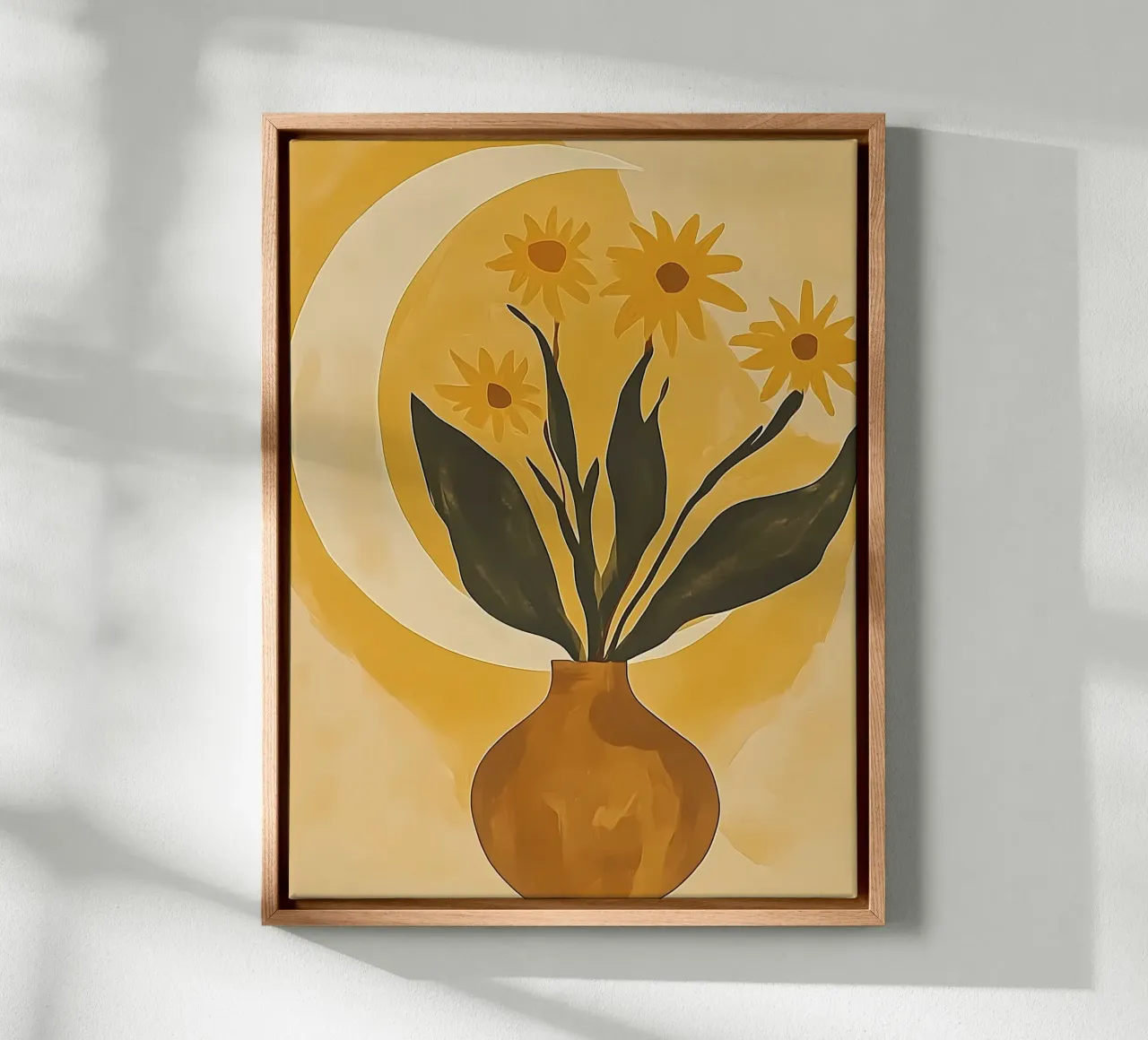 Fiori gialli in vaso tela con Cornice a cassetta da IamHomeStudio