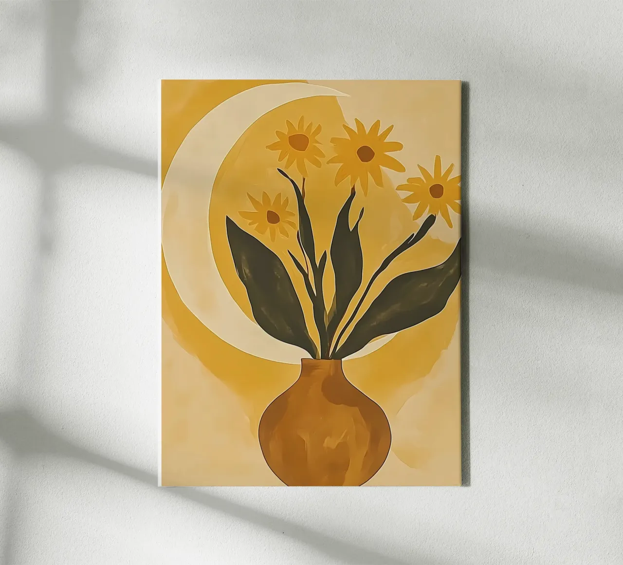 Fiori gialli in vaso tela con Cornice a cassetta da IamHomeStudio