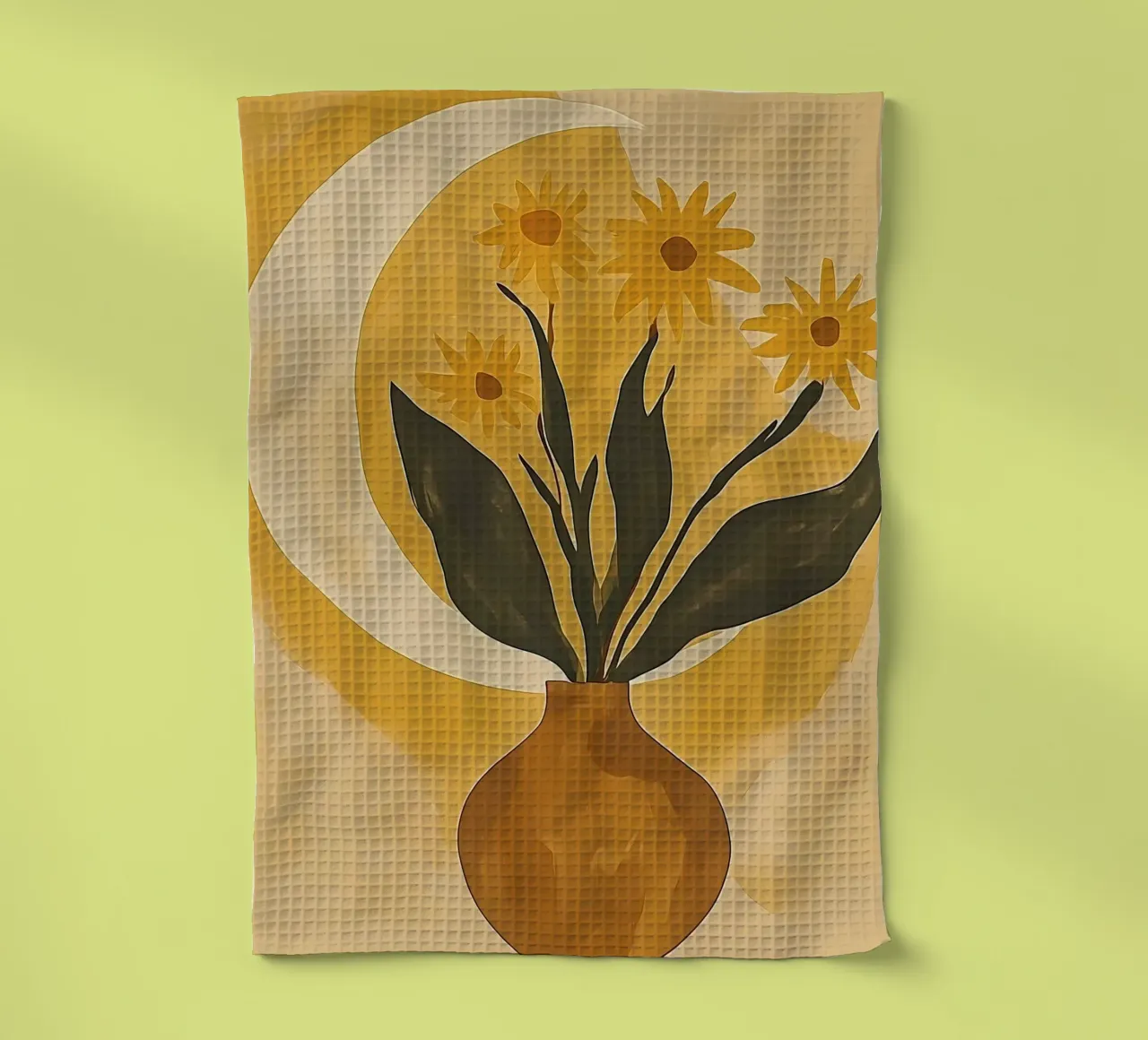 Fiori gialli in vaso canovaccio da cucina da IamHomeStudio