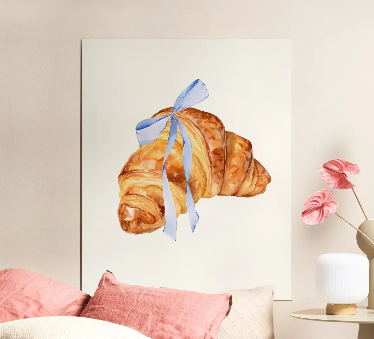 Stampa d'arte chic di croissant per un arredamento da cucina di tendenza e preppy poster con telaio in alluminio da mitaco