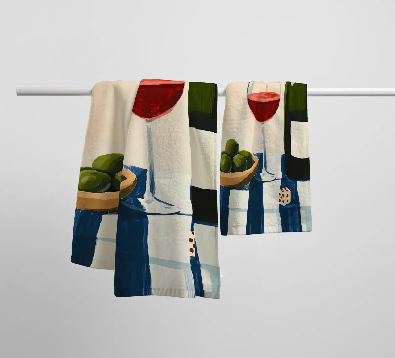 Wine Olives Domino towel by IamHomeStudio