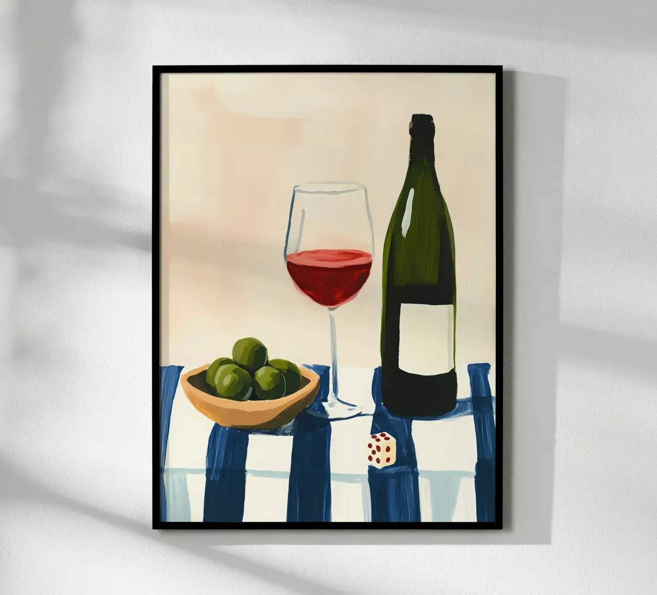 Vino Olive Domino poster con telaio in legno da IamHomeStudio