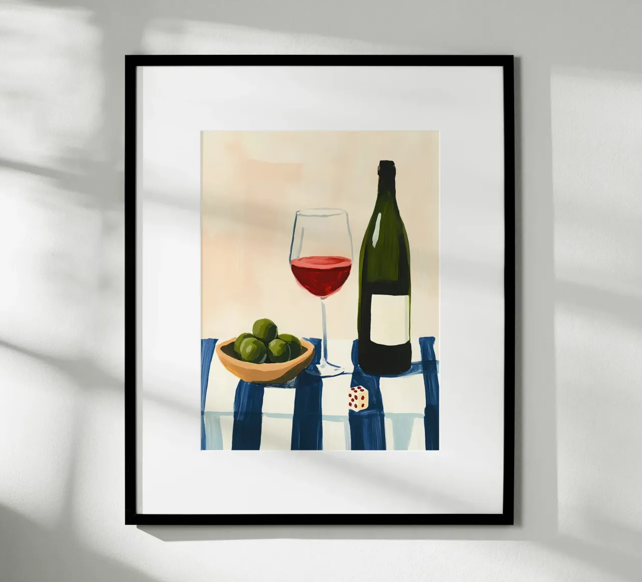 Vino Olive Domino poster con telaio in legno da IamHomeStudio