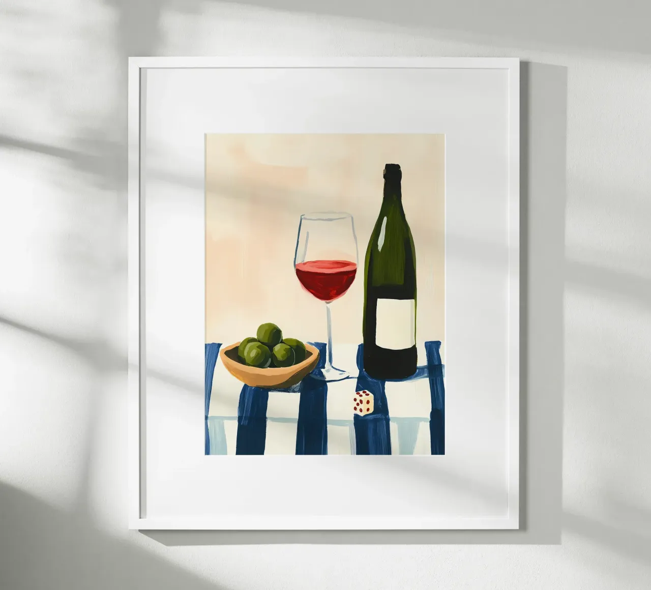 Vino Olive Domino poster con telaio in legno da IamHomeStudio