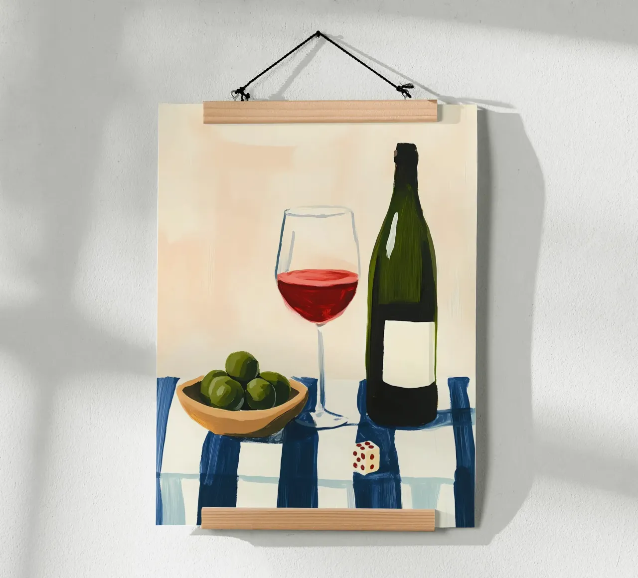 Vino Olive Domino poster con telaio in legno da IamHomeStudio