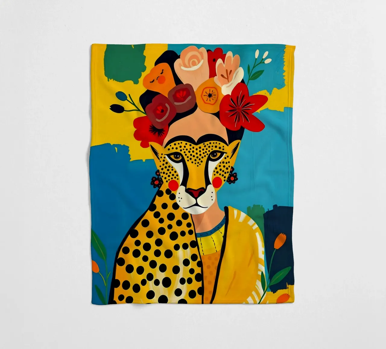 Frida Kahlo Ghepardo coperta in pile da ARTOMATIC