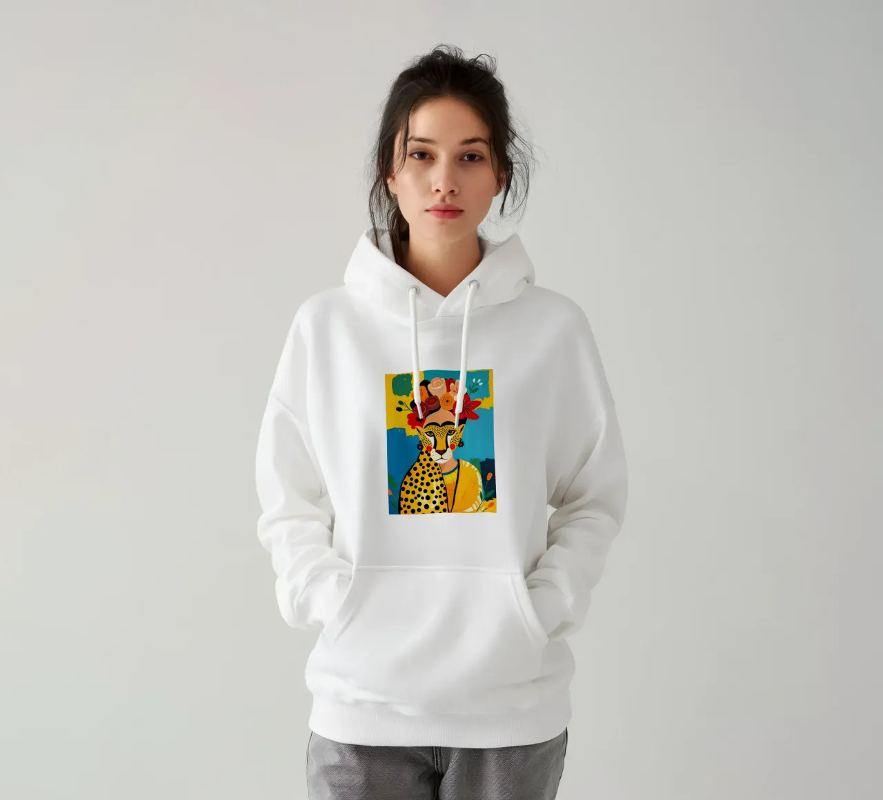 Frida Kahlo Ghepardo felpa con cappuccio da ARTOMATIC