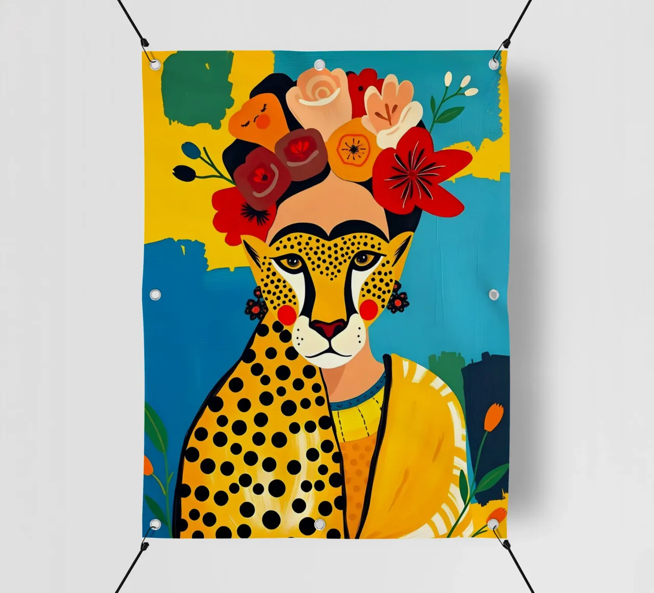 Frida Kahlo Ghepardo telo in pvc da ARTOMATIC