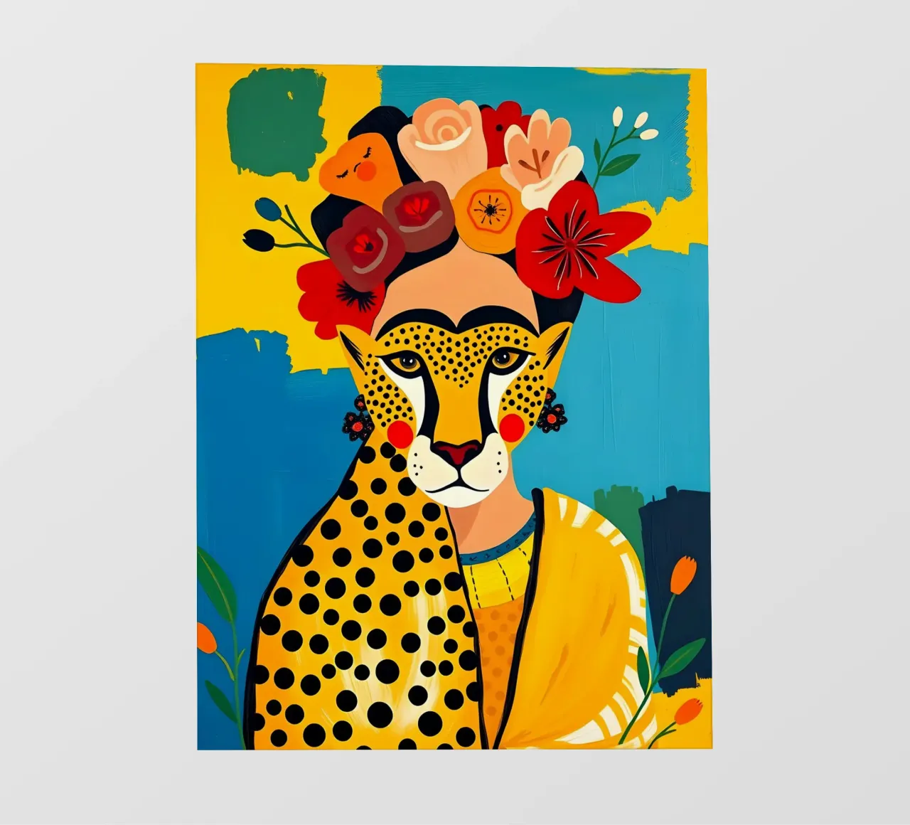 Frida Kahlo Ghepardo telo in pvc da ARTOMATIC